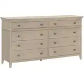 Oxford 8 Drawer Double Dresser in White Washed Oak
